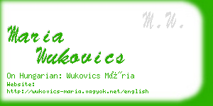 maria wukovics business card